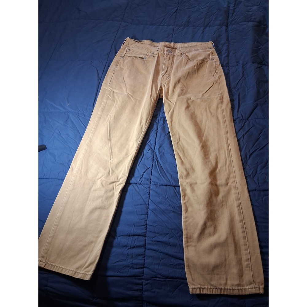 Levis‎ 514 Straight Jeans Mens 34x30 Khaki Tan Twill 5 Pocket Zip Fly Cotton